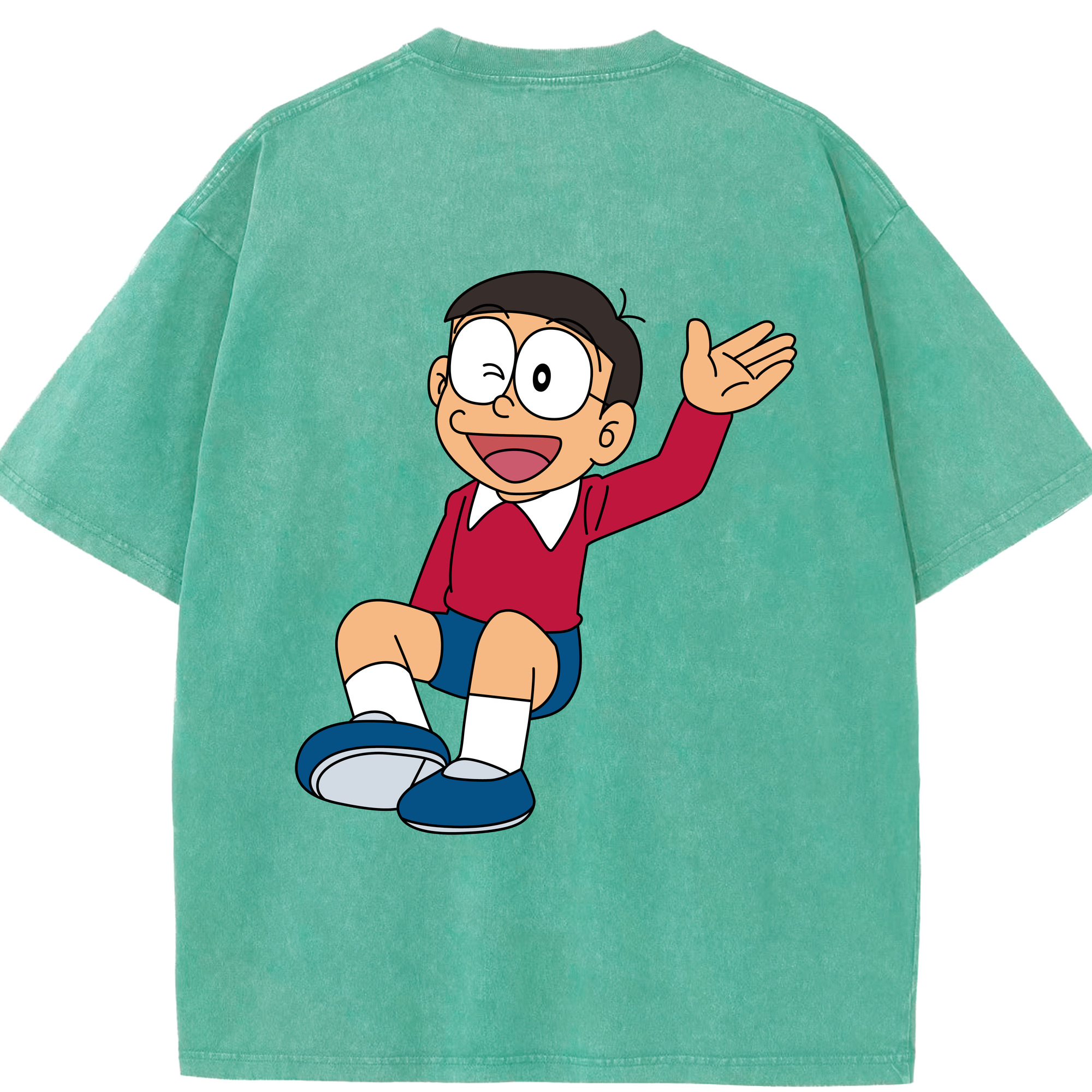 （画像用） ドラえもん 野比 のび太 Doraemon Nobita Nobi 綿100% ヴィンテージ風 半袖Tシャツ（背面プリント）
